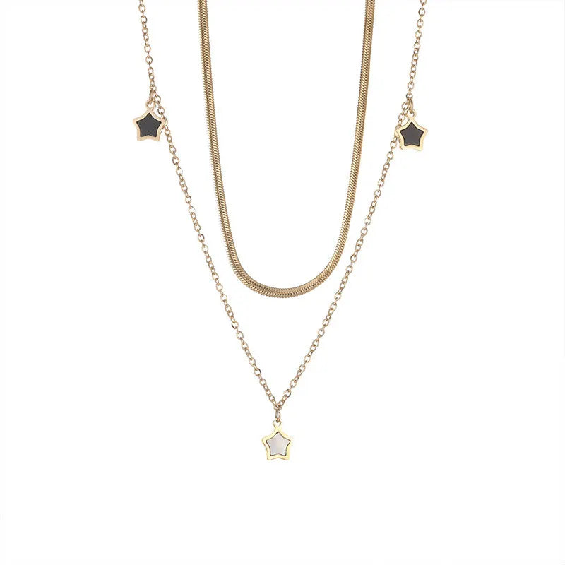 Set collana e bracciale a catena multistrato con stella – Desideri in acciaio