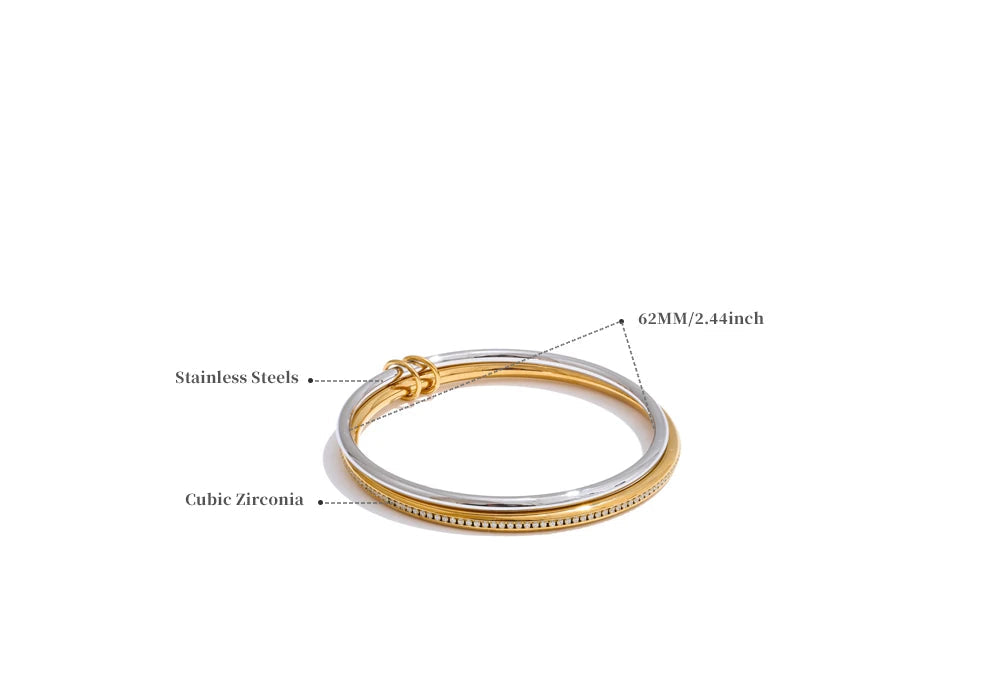 Bracciale Doppio Cerchio – Eleganza Minimal in Acciaio Inossidabile con Zirconi