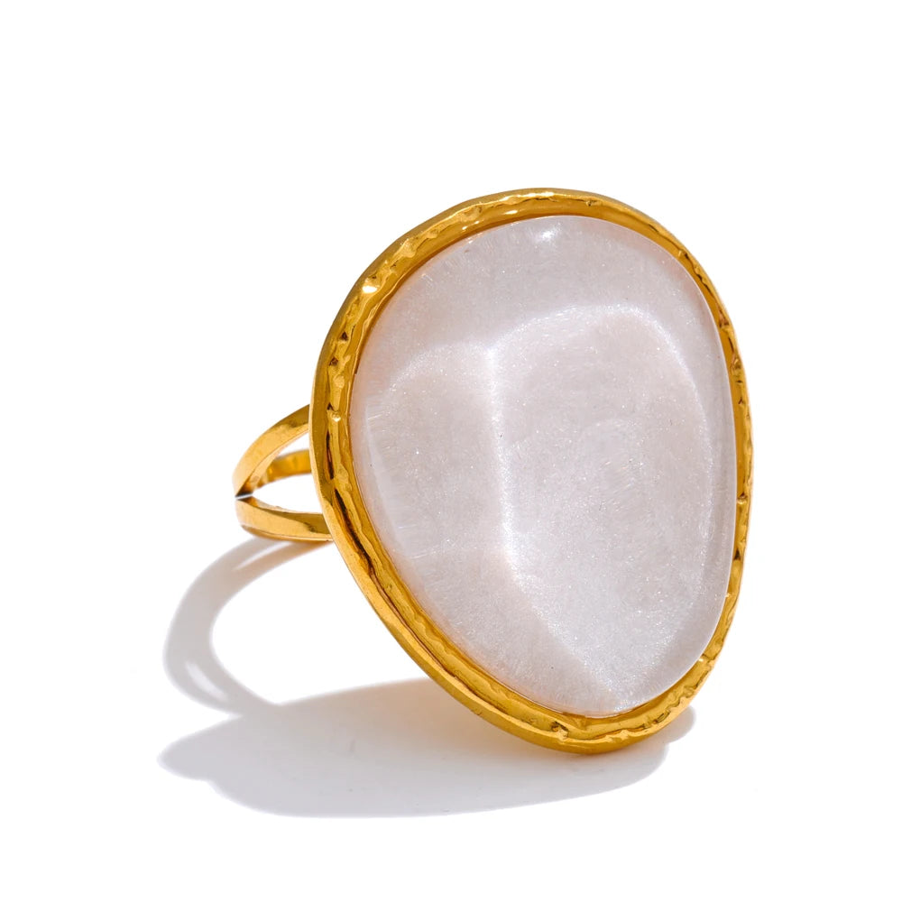 Anello Caramella Multicolor – Gioiello Regolabile in Resina e Acciaio Inossidabile Oro