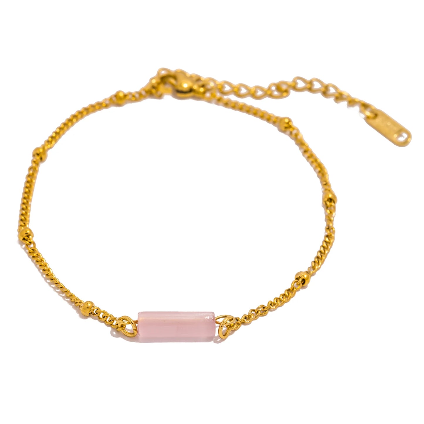 Bracciale con Catena e Pietre Naturali – Acciaio Inossidabile di Alta Qualità | Varianti Rosso, Blu, Bianco, Rosa