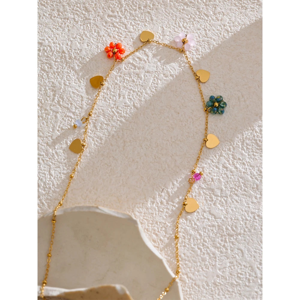 Collana Fiore di Cristallo – Gioiello Estivo in Acciaio Inossidabile
