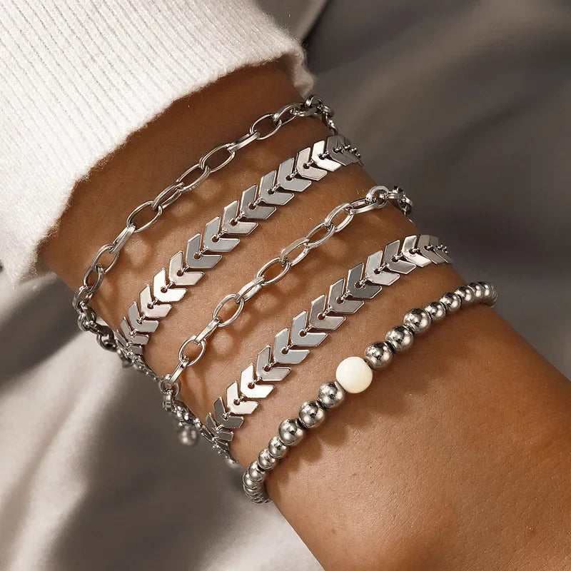 Collezione Dual Charm – Set Braccialetti Oro & Argento (5 o 6 pz)