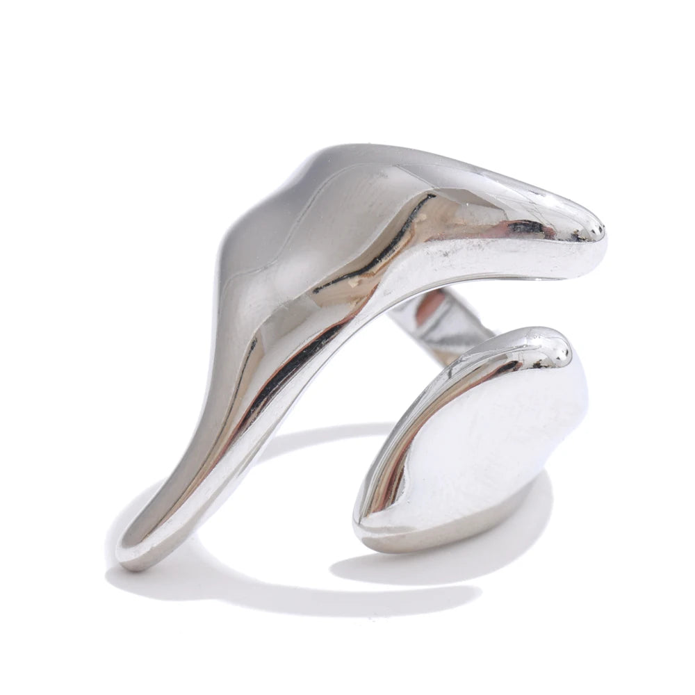 Anello geometrico scultoreo in acciaio inox
