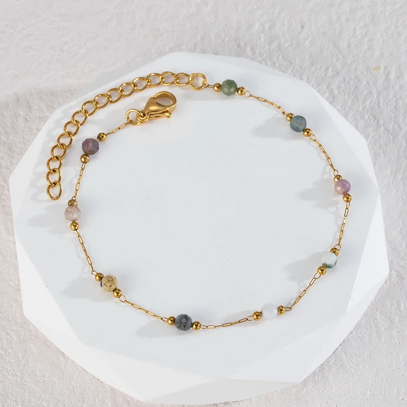 Set Collana e Bracciale con Perline Colorate – Gioia Boho in Acciaio Dorato