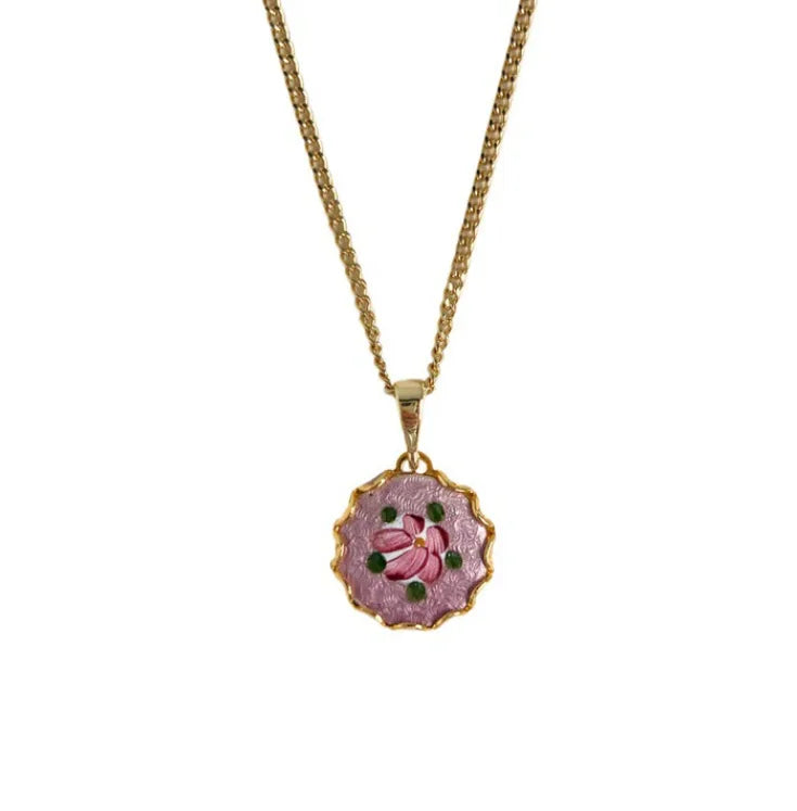 Collana con Ciondolo Fiore Dipinto – Stile Retrò Elegante