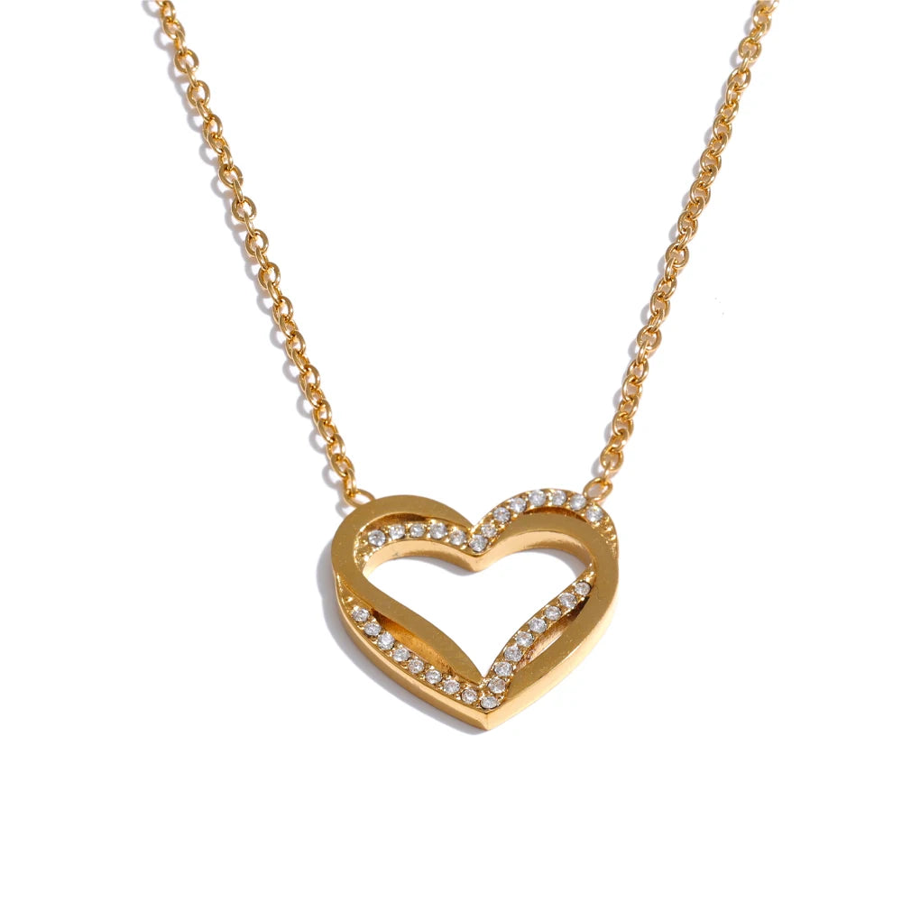 Collana con Cuore Cavo e Zirconi