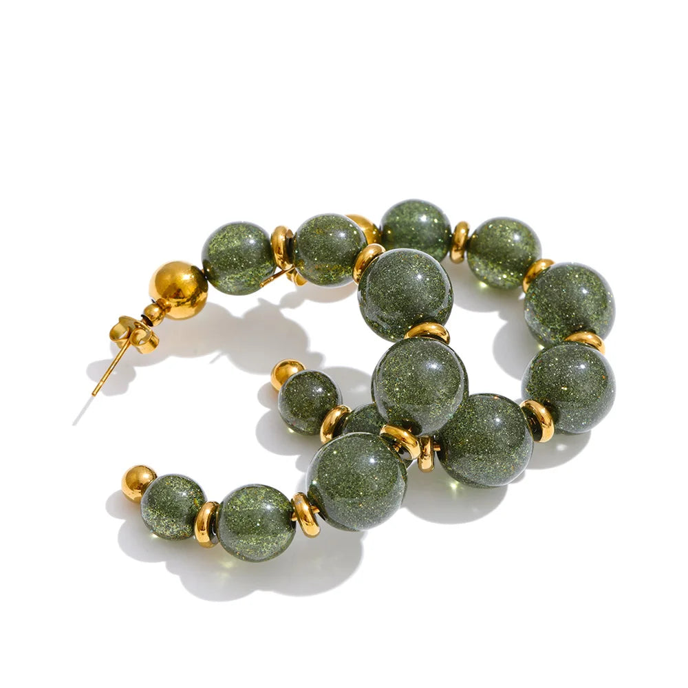 Orecchini “Beads C-Hoop” – Cerchi Artigianali in Resina