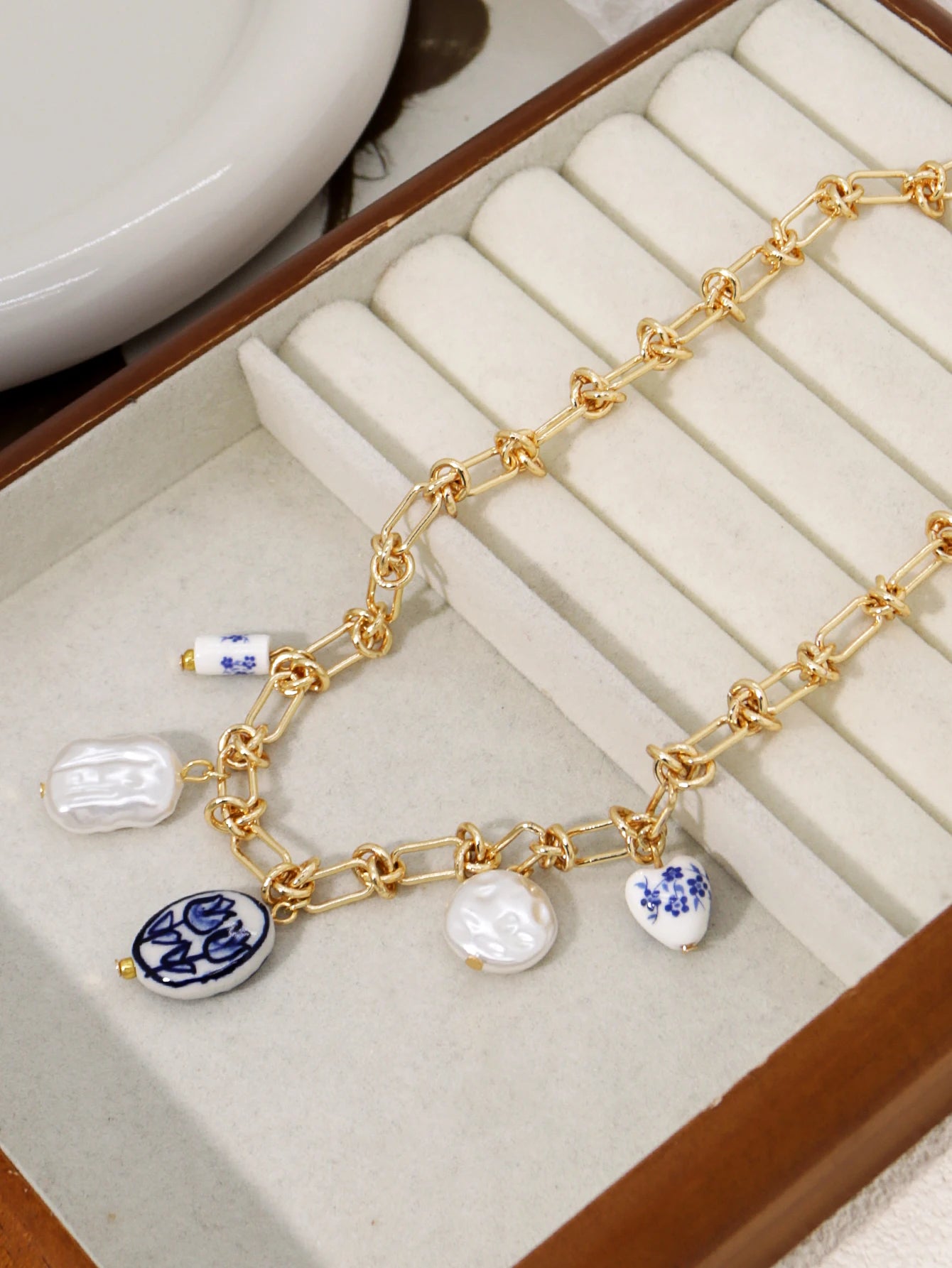 Collana “Fascino Tulipano Blu” con perla ceramica