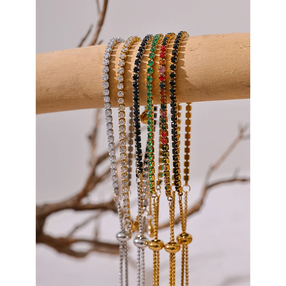 Bracciale zirconi colorati in acciaio inossidabile