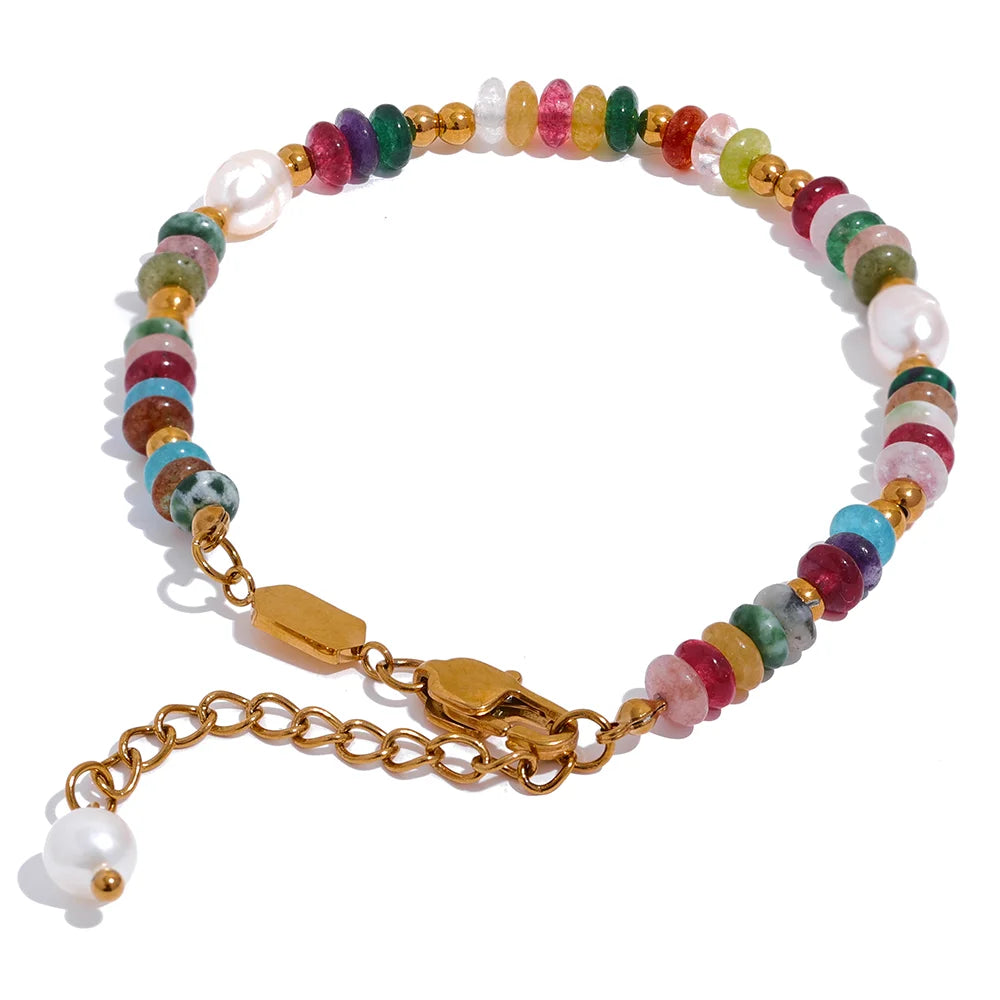 Bracciale con Perle Multicolor in Pietra Natural