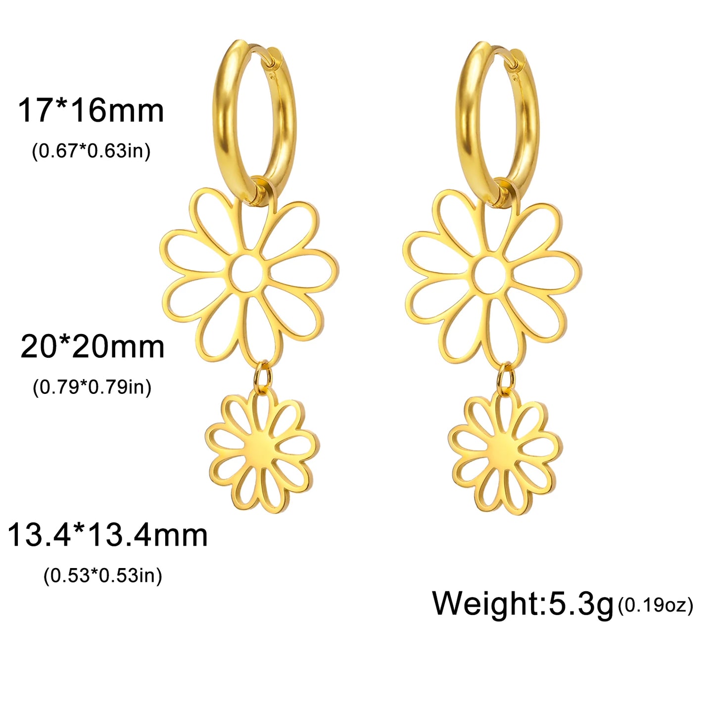 Orecchini a cerchio con fiore a nove petali – Stile bohémien