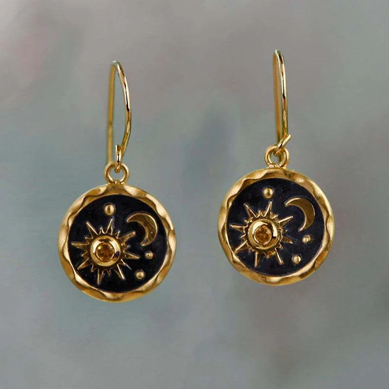 Orecchini pendenti retrò Sole & Luna – Gioielli moda femminili dal fascino simbolico
