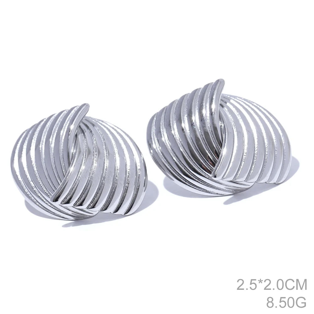 Orecchini Geometrici a Bottone in Acciaio Inossidabile – Oro o Argento