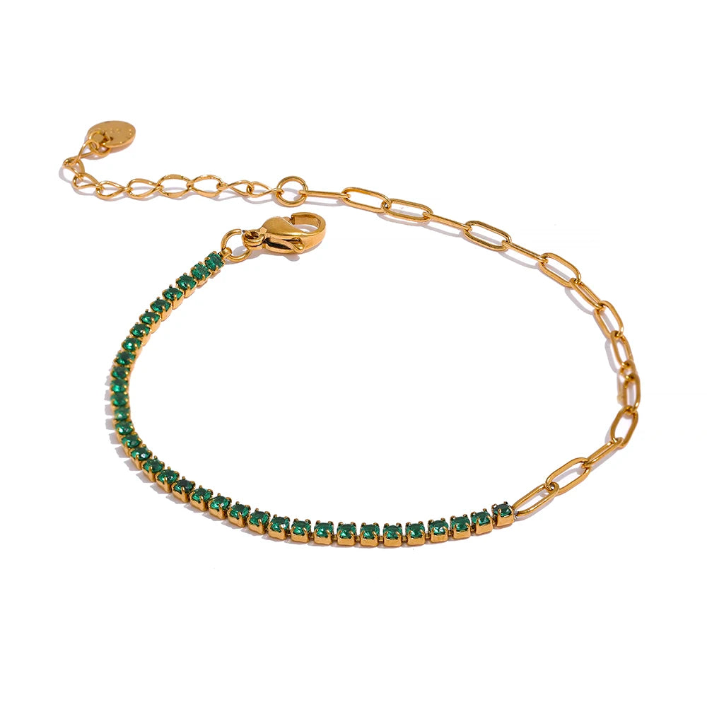 Bracciale Tennis Colorato – Acciaio Inossidabile Placcato Oro 18K con Zirconi Cubici