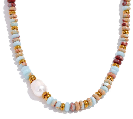Collana Perle di Luce – Catena in Acciaio Inossidabile con Perle d’Acqua Dolce Naturali