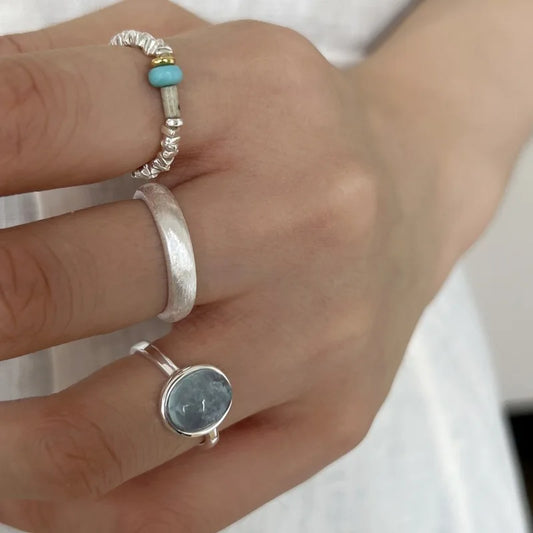 Onda Celeste – Anello regolabile in argento 925