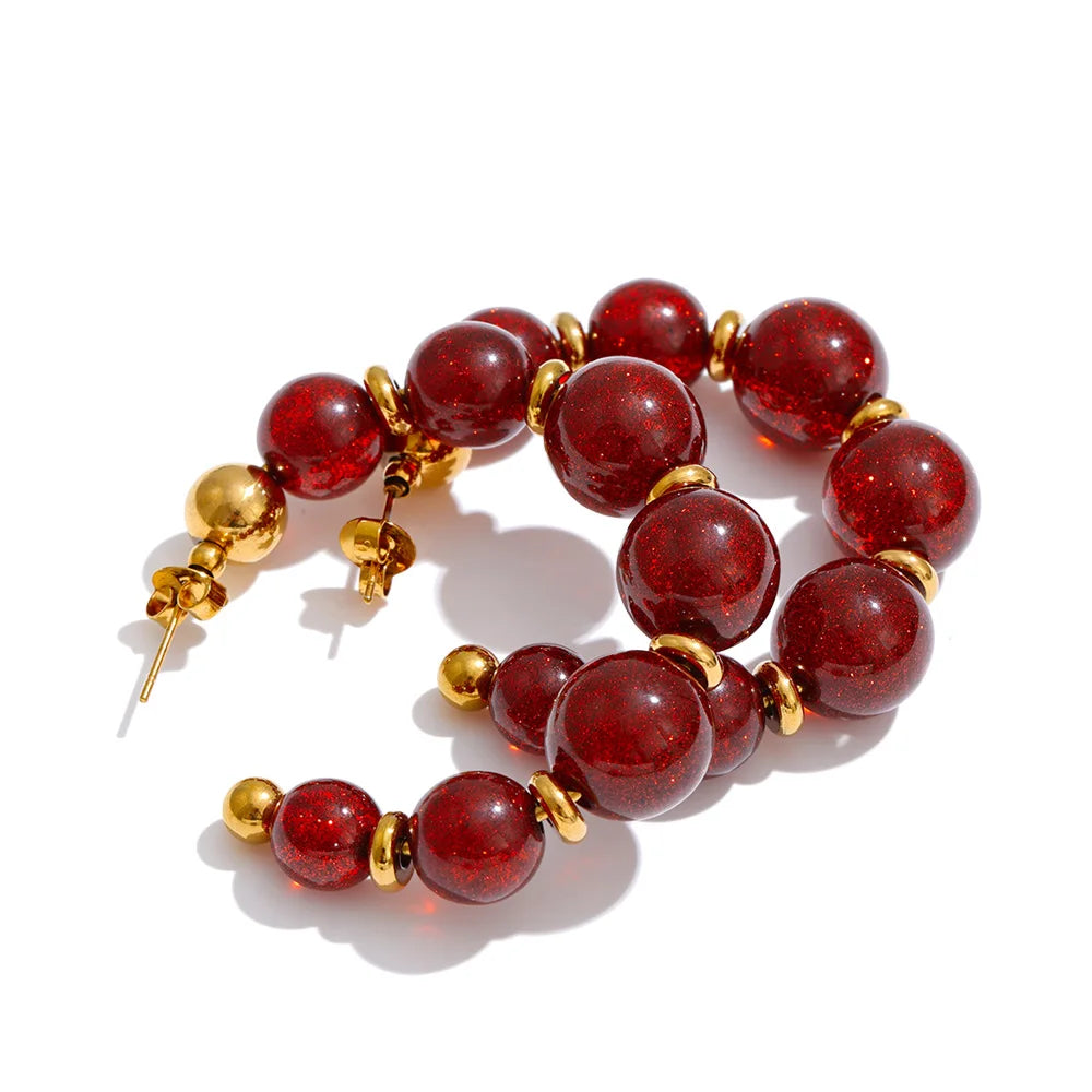 Orecchini “Beads C-Hoop” – Cerchi Artigianali in Resina
