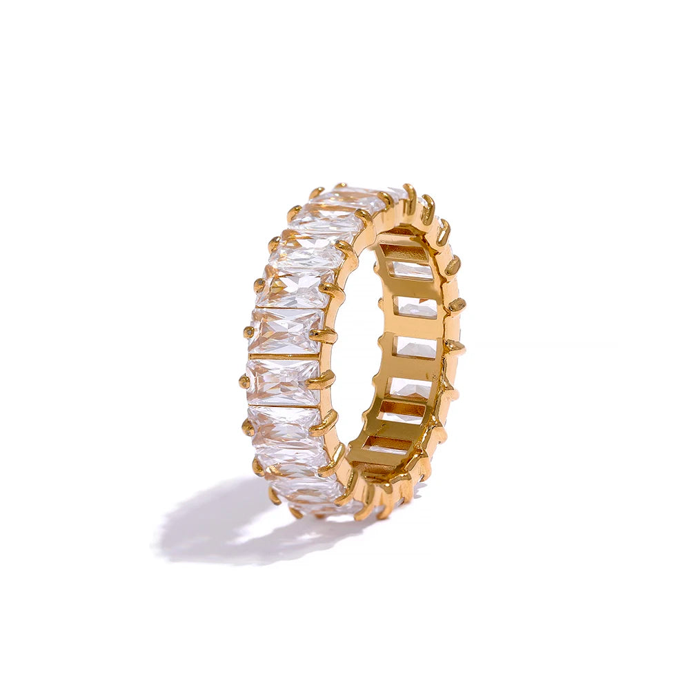 Anello Eternity con Zirconi Colorati – Acciaio Inossidabile Oro 18K
