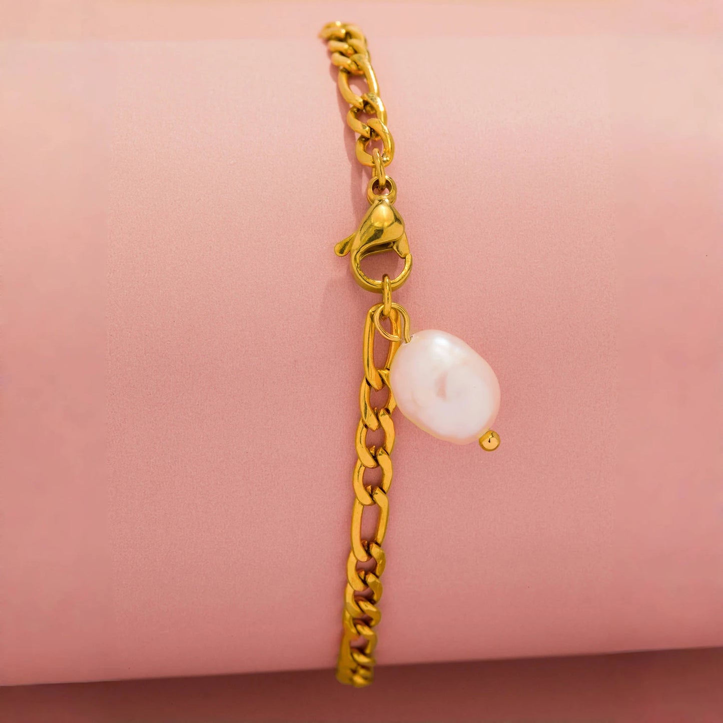 Bracciale con Ciondolo di Perla Naturale – Acciaio Inossidabile Impermeabile, Colori Oro o Argento