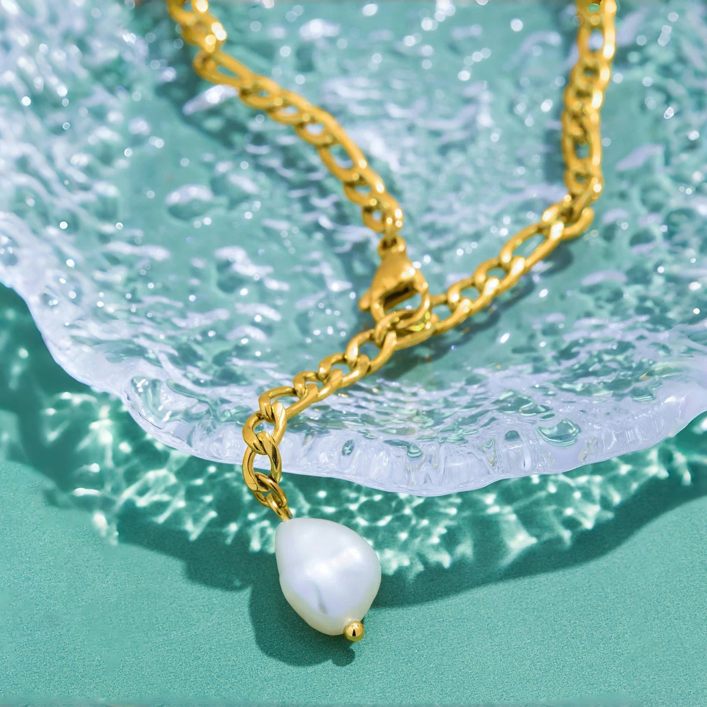 Bracciale con Ciondolo di Perla Naturale – Acciaio Inossidabile Impermeabile, Colori Oro o Argento