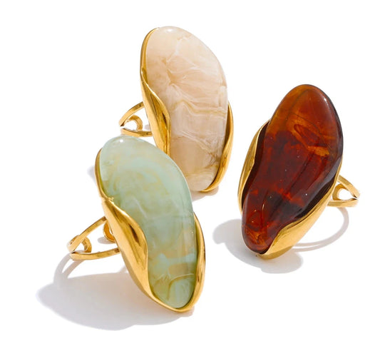 Anello “Geo Stone” – Colori Naturali