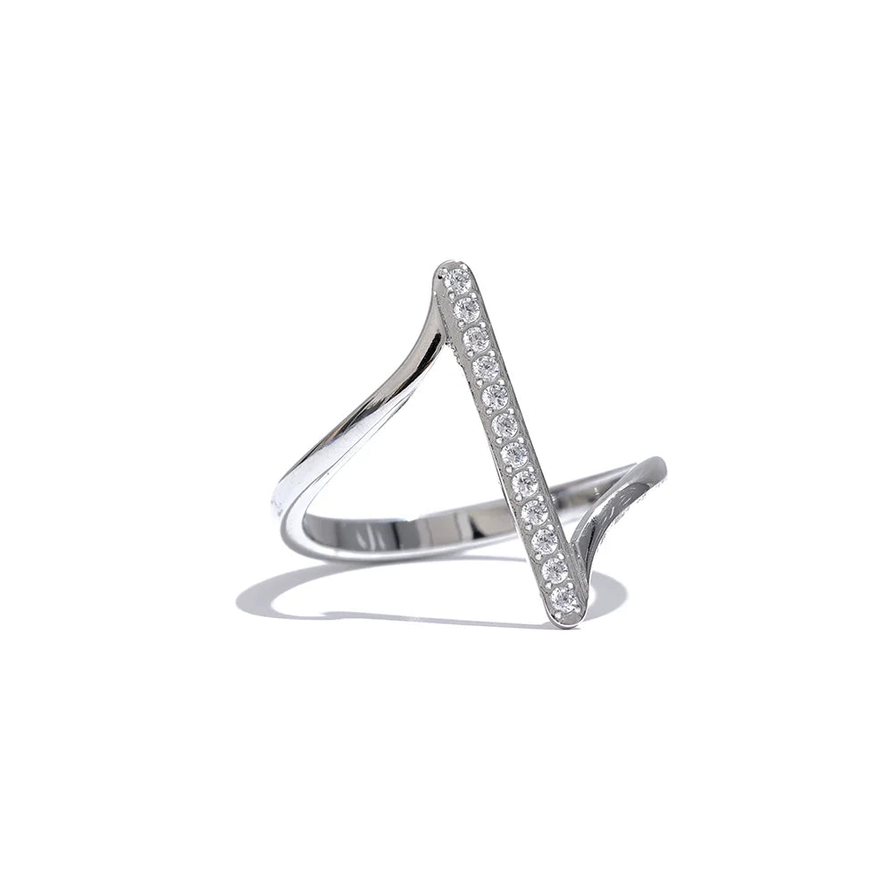 Anello Geometrico Intrecciato con Zirconi – Acciaio Inossidabile Oro o Platino