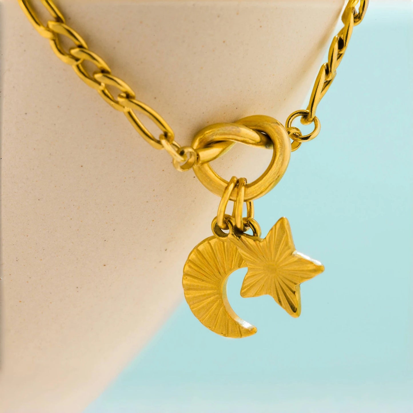 Bracciale o Collana Stella & Luna – Eleganza Celeste in Acciaio Inossidabile