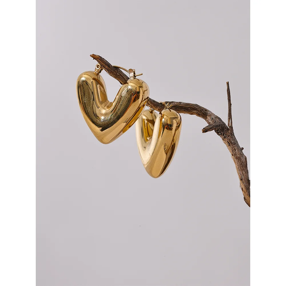 Orecchini Cuore Chunky – Acciaio Inossidabile | Oro & Argento