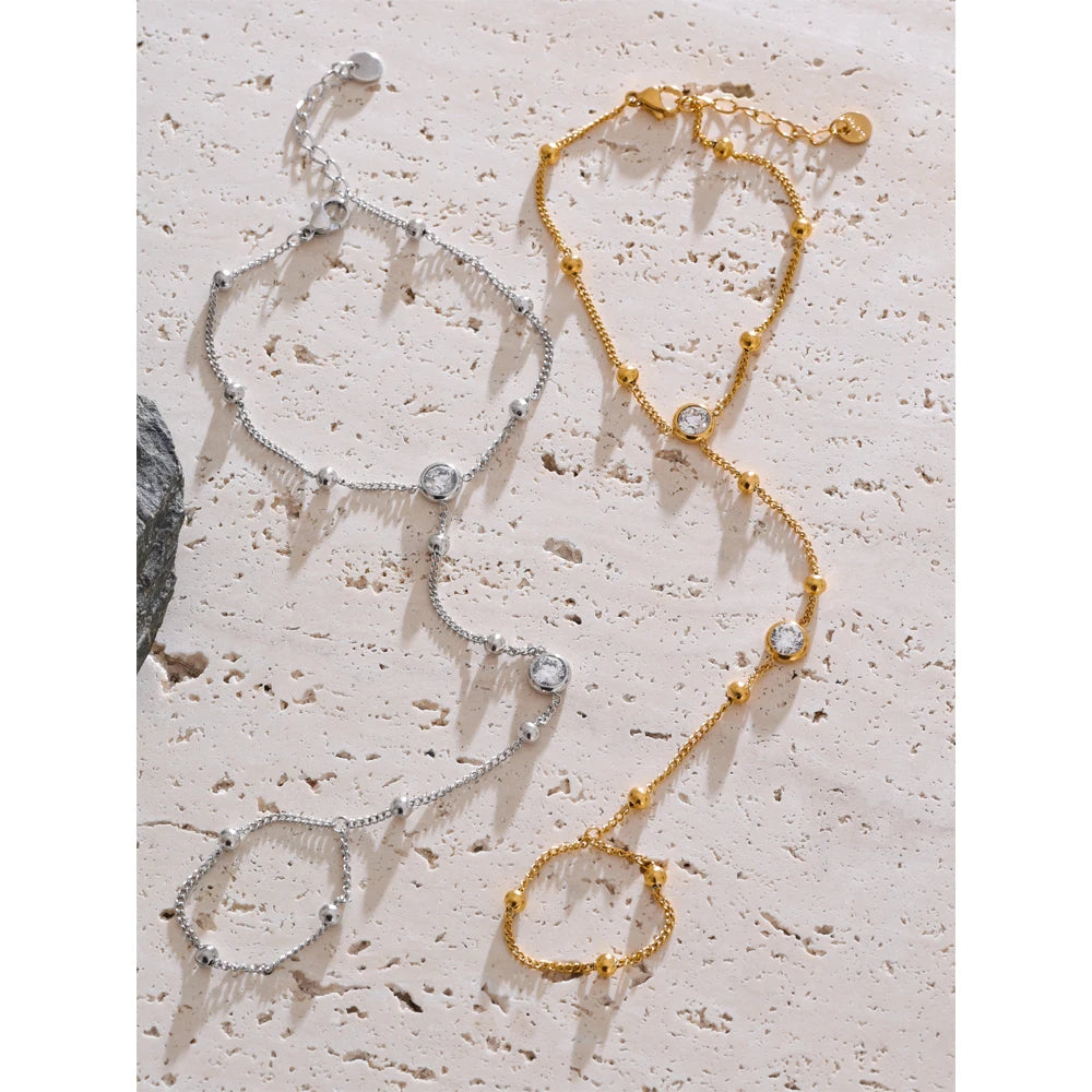 Bracciale & Anello “Riflessioni di Luna” – Acciaio Dorato o Argentato PVD