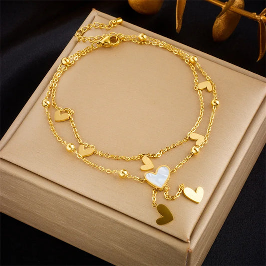 Collezione Cavigliere “Legami d’Amore” – Design a Cuore con Doppia Catena