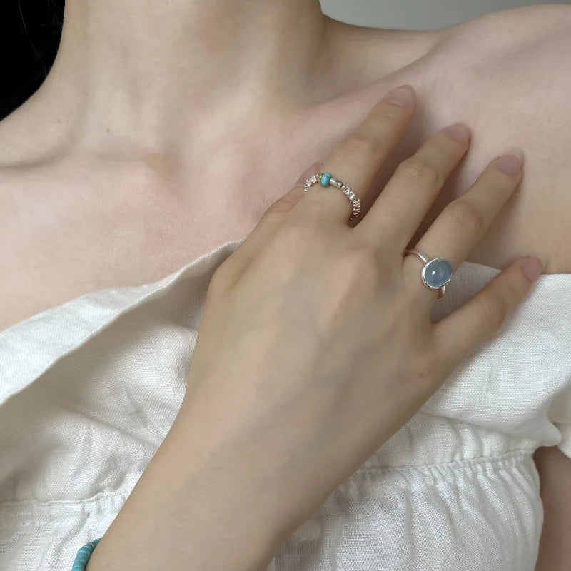 Onda Celeste – Anello regolabile in argento 925