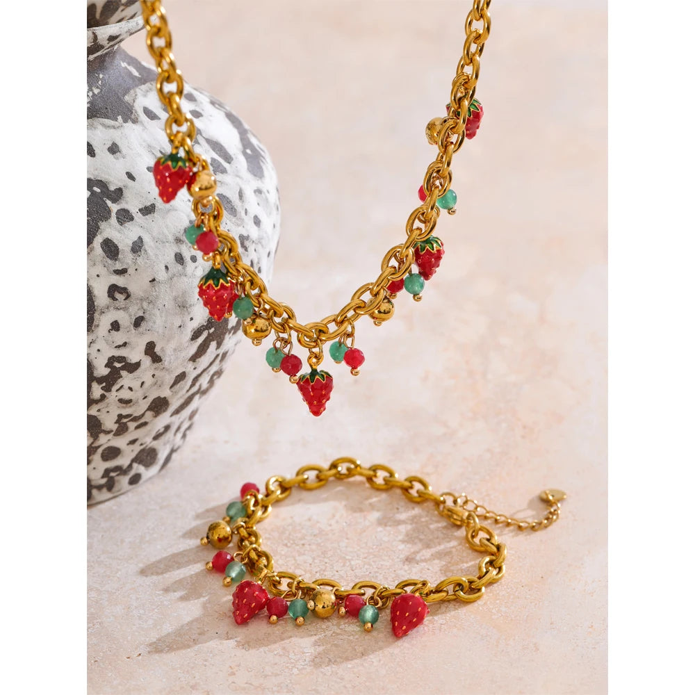 Set Fragola Dorata – Collana & Bracciale