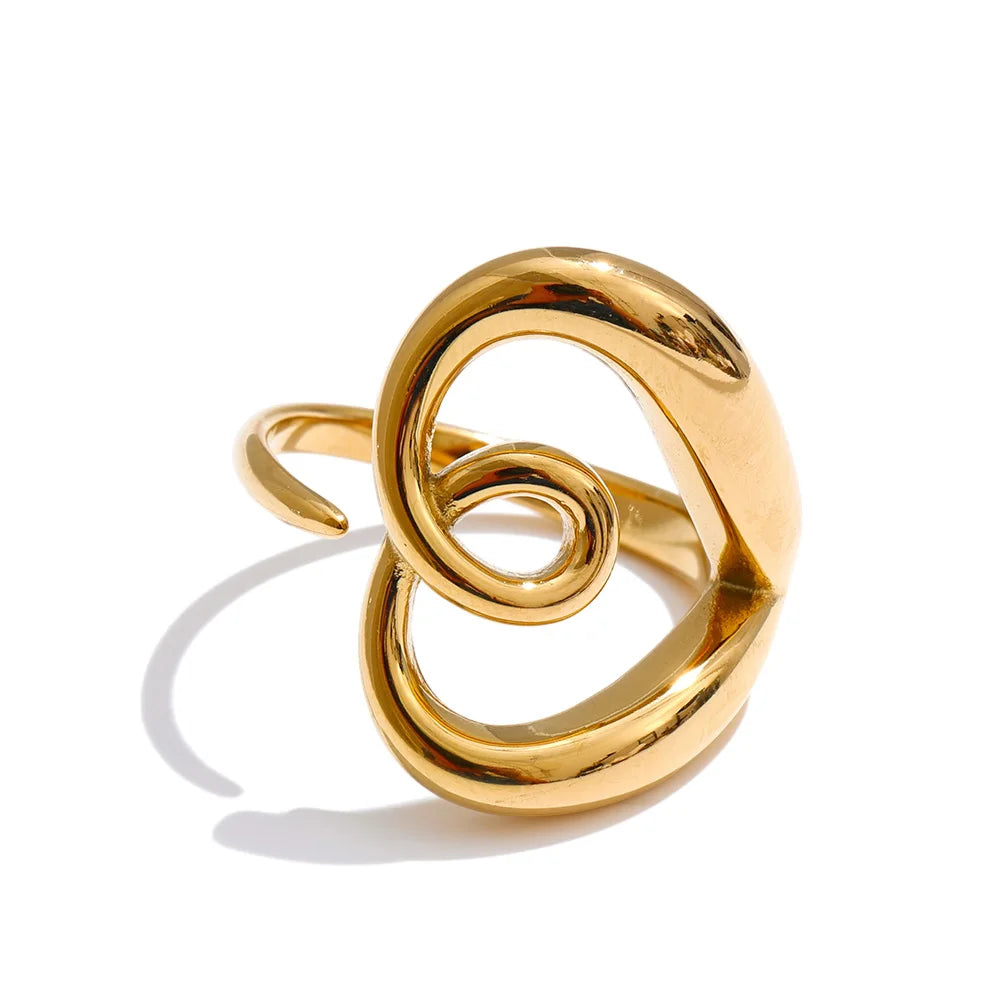 Anello Cuore Minimalista in Acciaio – Finitura Dorata o Argento