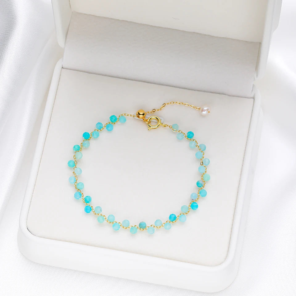 Bracciale con tormalina in pietra naturale in diversi colori