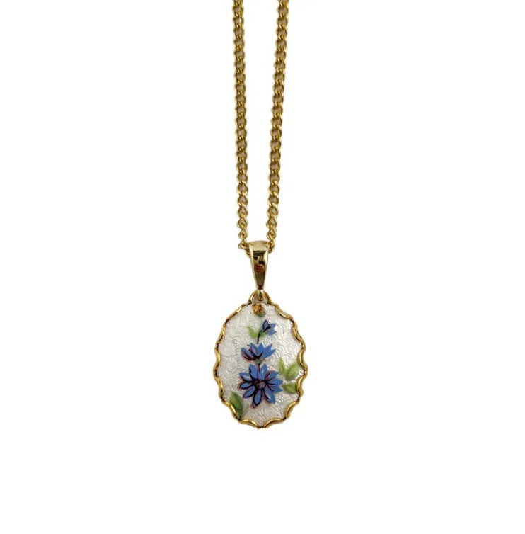 Collana con Ciondolo Fiore Dipinto – Stile Retrò Elegante
