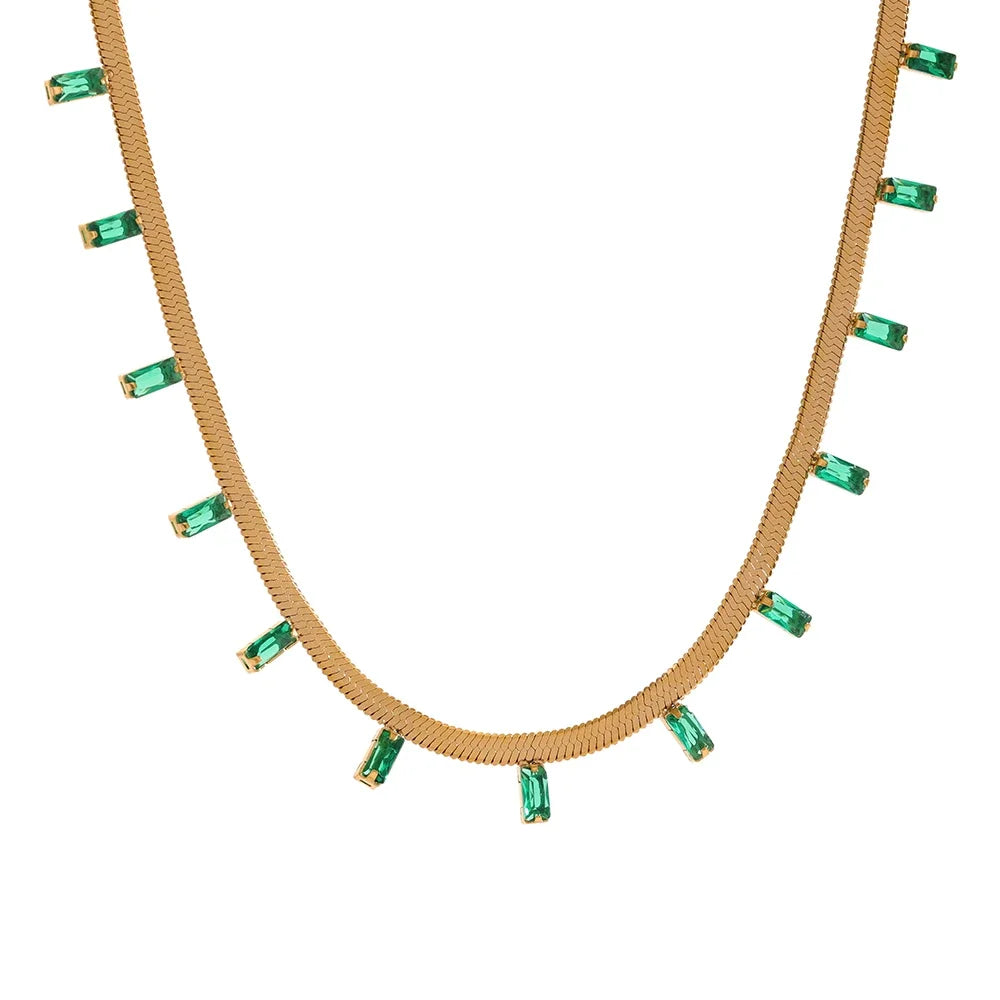 Collana Eleganza Smeraldo – Zirconi Cubici Luminosi