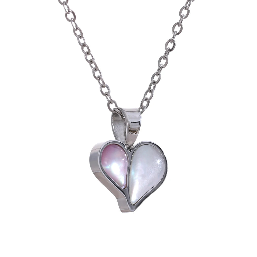 Collana Cuore con Conchiglia – Acciaio Inossidabile Oro o Argento