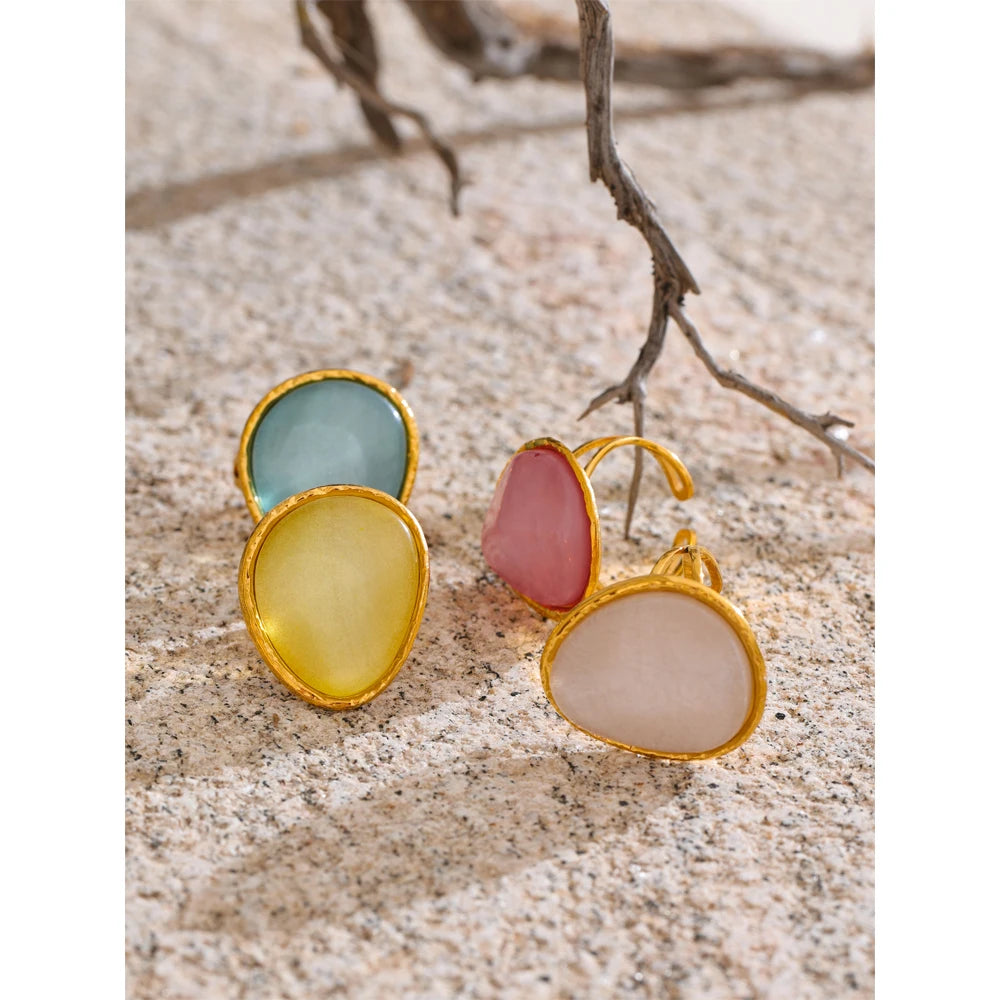 Anello Caramella Multicolor – Gioiello Regolabile in Resina e Acciaio Inossidabile Oro