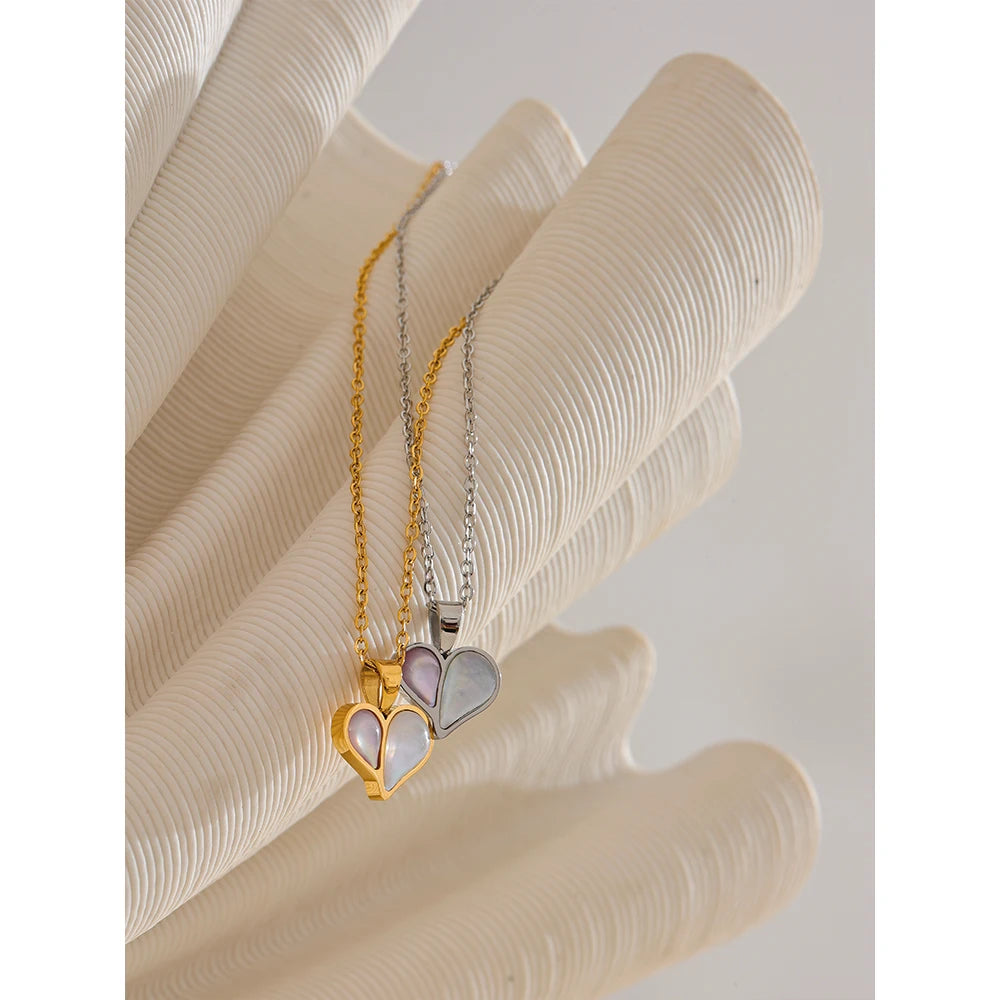 Collana Cuore con Conchiglia – Acciaio Inossidabile Oro o Argento