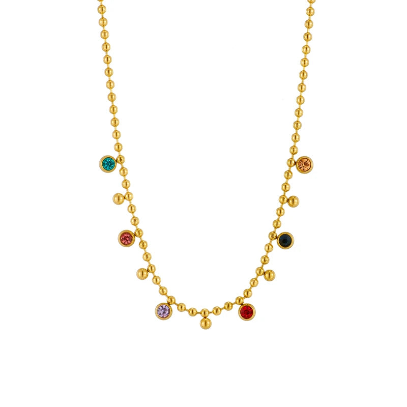 Arcobaleno di Cristallo – Collana a Sfera in Acciaio Lucente