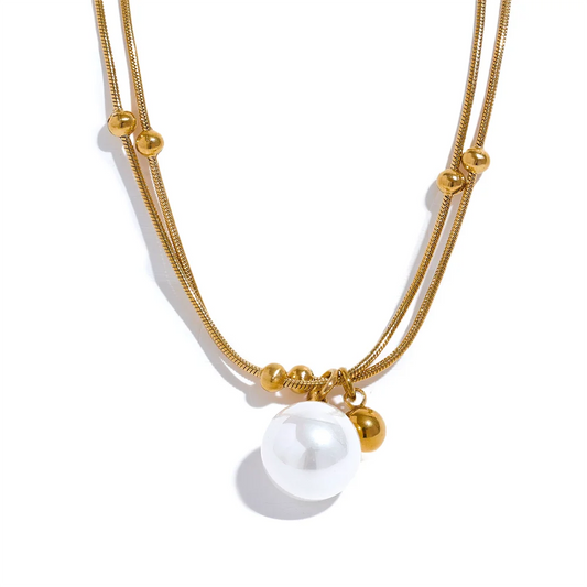 Collana Elegante con Perla d’Ispirazione – Catena in Acciaio Inossidabile Oro o Argento