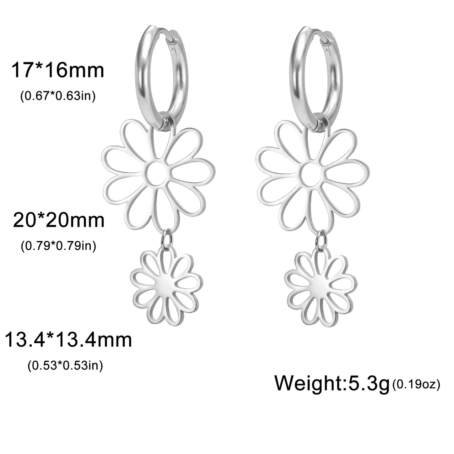 Orecchini a cerchio con fiore a nove petali – Stile bohémien