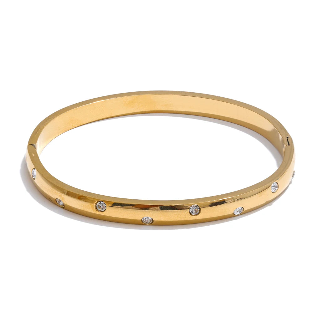 Bracciale Rigido in Acciaio con Zirconi – Oro o Platino