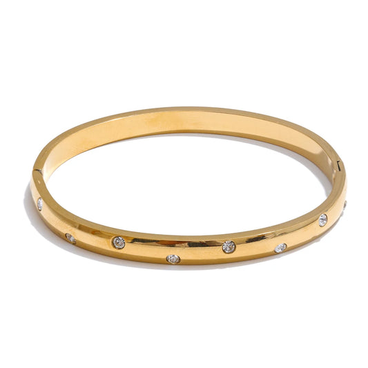Bracciale Rigido in Acciaio con Zirconi – Oro o Platino
