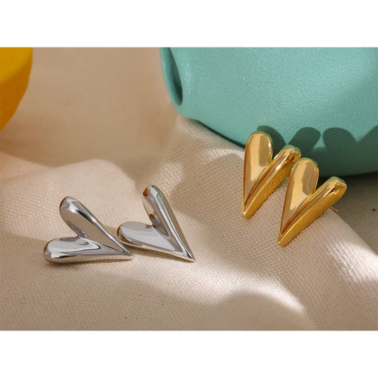 Orecchini Cuore in Acciaio Inossidabile – Oro 18K o Platino