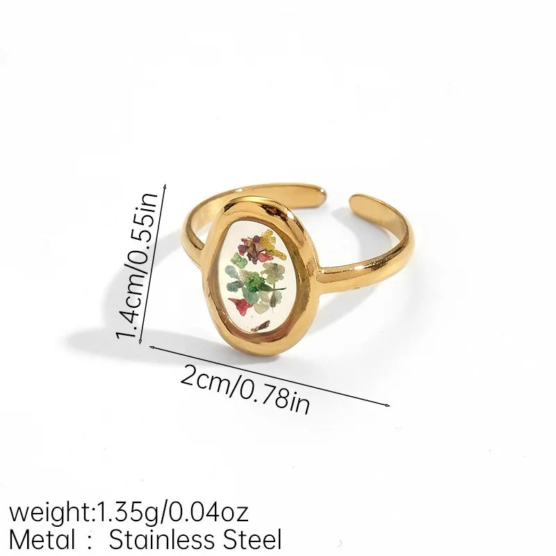 Anello regolabile in acciaio inossidabile con motivo floreale geometrico – Stile retrò