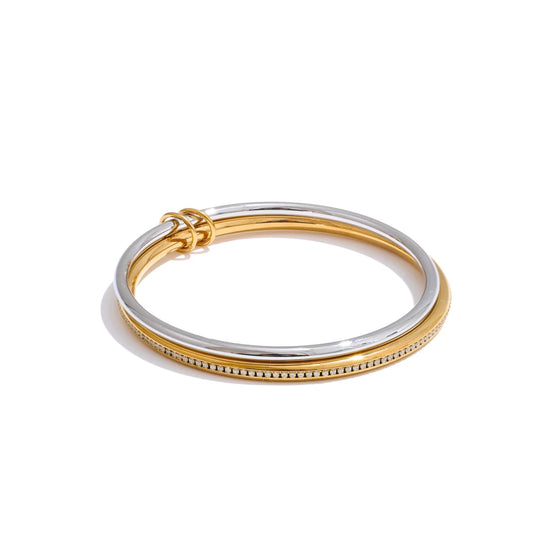 Bracciale Doppio Cerchio – Eleganza Minimal in Acciaio Inossidabile con Zirconi