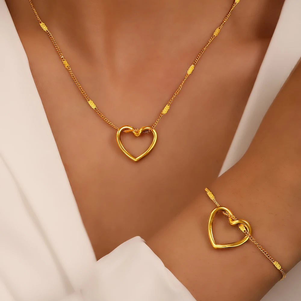 Set di gioielli in acciaio Cuore intrecciato
