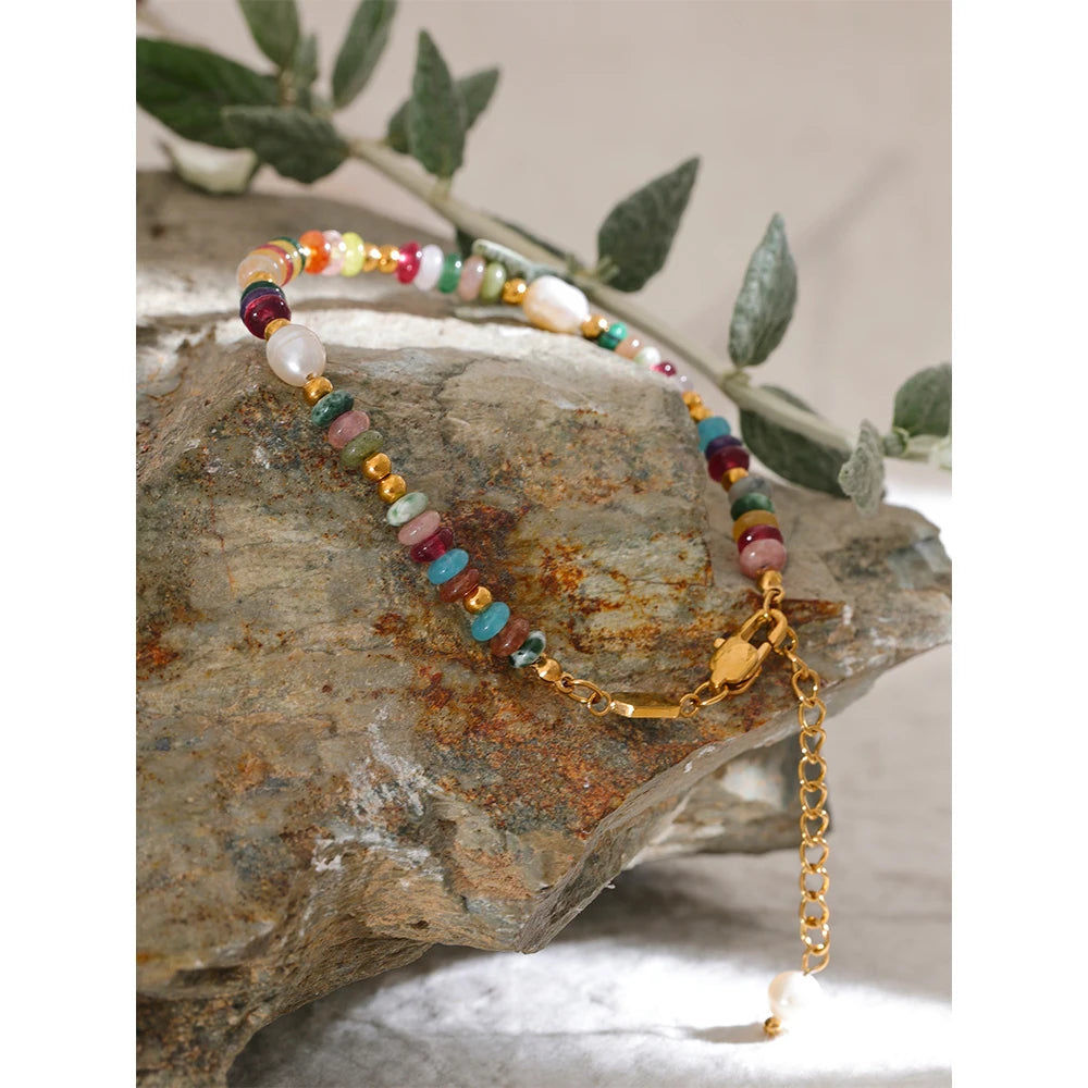 Bracciale con Perle Multicolor in Pietra Natural