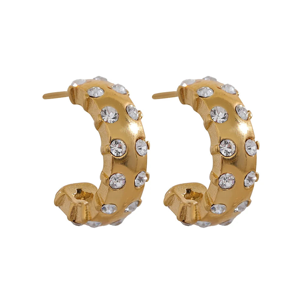 Orecchini Huggie con Zirconi in Acciaio Inossidabile – Oro o Argento